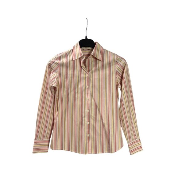 Vintage Y2K Eddie Bauer Wrinkle Resistant Button Front Top XS Cotton Striped - Picture 1 of 4